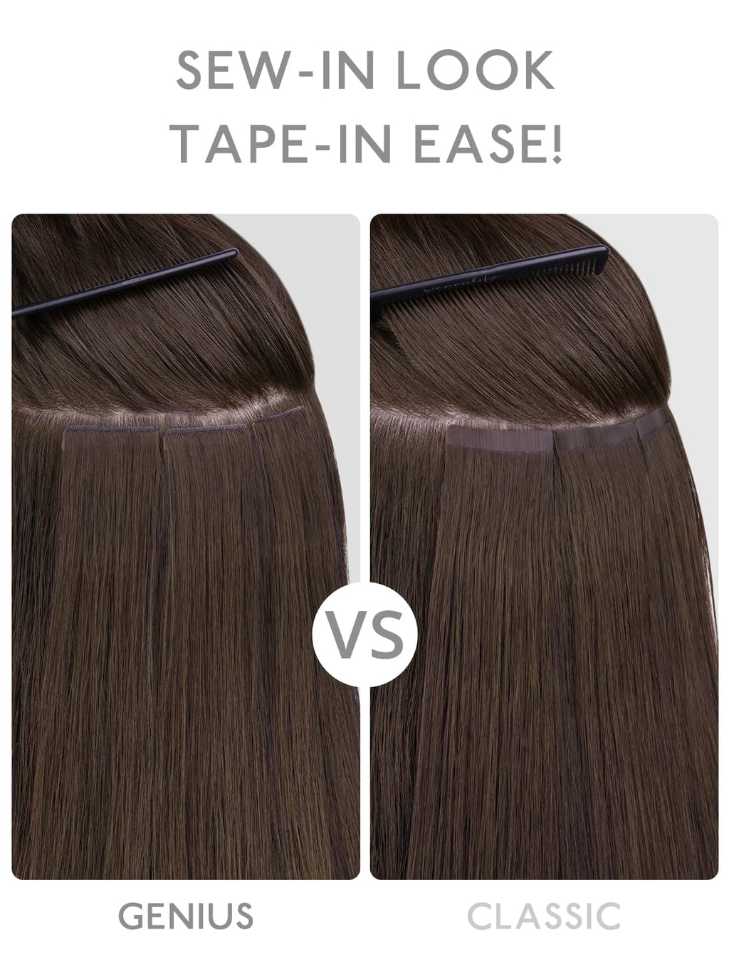 WENNALIFE Genius Seamless Tape in Hair Extensions Real Human Hair, 16 Inch 50g 20 pcs Jet Black Tape in Hair Extensions Remy Human Hair Luxury Invisible Straight Hair Hand Tied Inspired Edge Tape ins