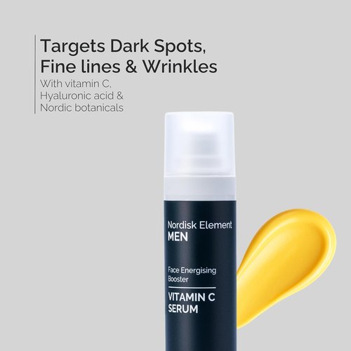 Nordisk Element Vitamin C Face Serum for Men - Brightening Anti-Aging Formula with Hyaluronic Acid | 1 Fl Oz