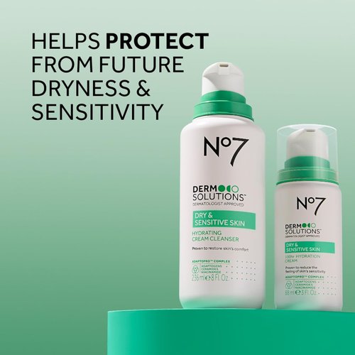 No7 Derm Solutions Hydrating Facial Cleanser - Gentle Cream Wash with Ceramides & Niacinamide for Dry Skin | 16 Fl Oz