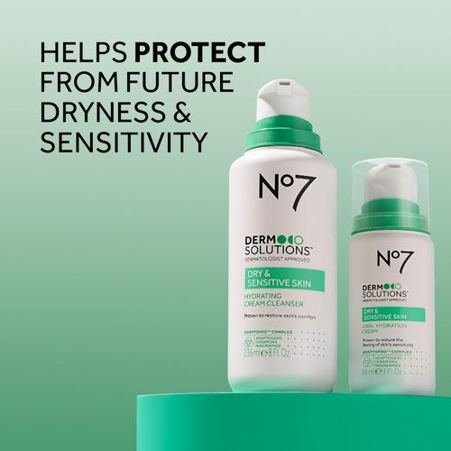 No7 Derm Solutions Hydrating Facial Cleanser - Gentle Cream Face Wash Formulated with Ceramides, Niacinamide & Adaptogens to Help Maintain Skin's Moisture Barrier - For Dry & Sensitive Skin (8 Fl Oz)