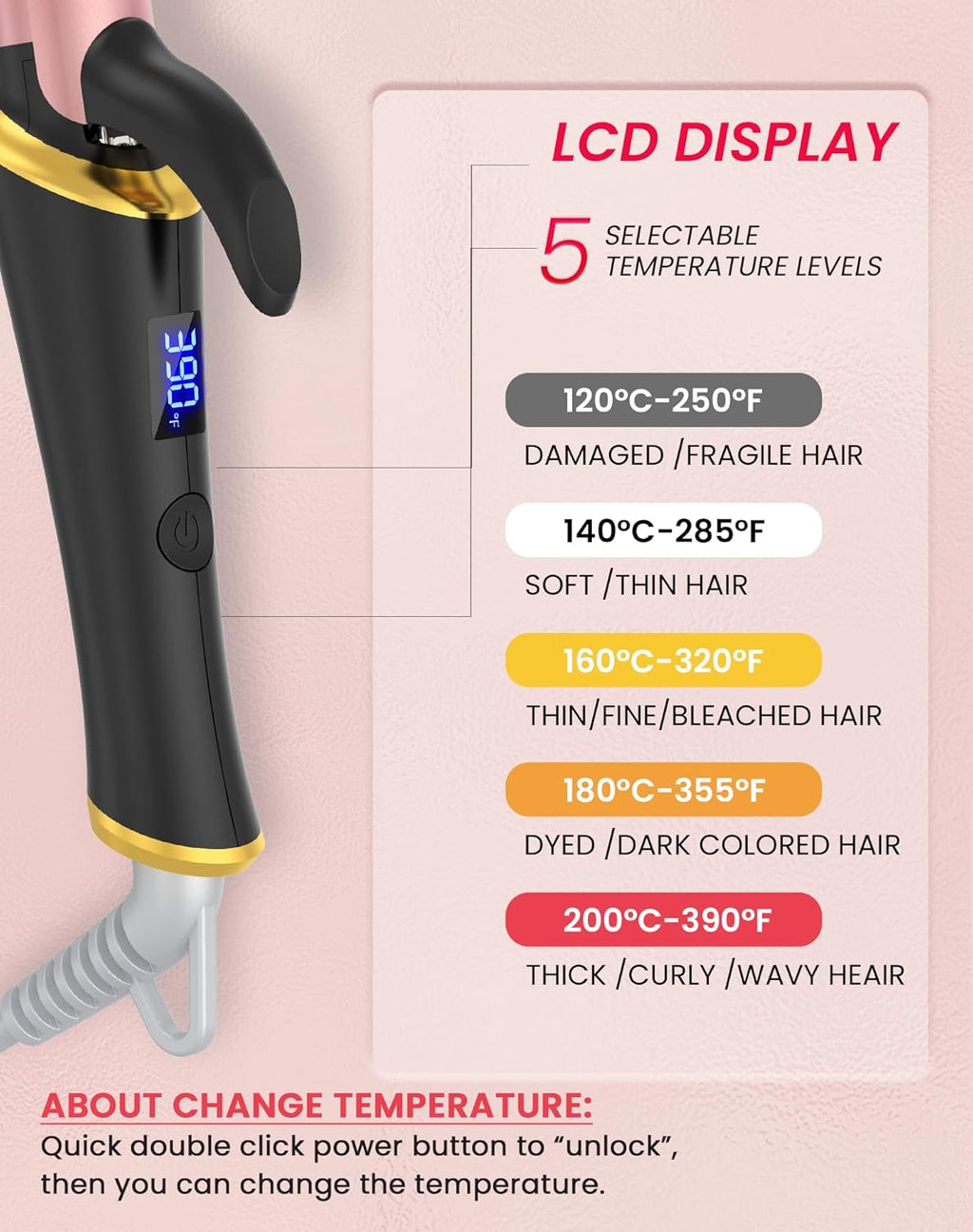 Ukliss Mini Curling Iron - Fast Heating, Anti-Scald Tip & 5 Temp Settings | Perfect for Short to Medium Hair (Black, 1 Inch)