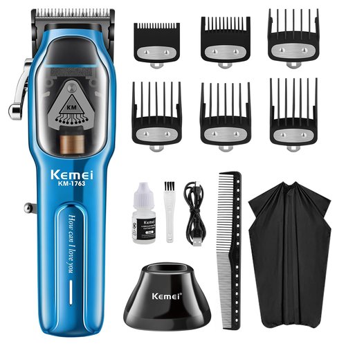 KEMEI Professional Hair Clippers for Men Cord/Cordless Hair Cutting Kits, Hair & Beard Trimmer, Adjustable Barber Clippers with USB Rechargeable, KM-1763