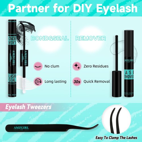 Manga Lash Clusters Kit DIY Left Right Eyelash Extensions Kit C Curl Lashes Cluster with Lash Bond and Seal Waterproof,Lash Remover,Lash Applicator Tool For False Lashes Extension(Fox&Puppy Kit)