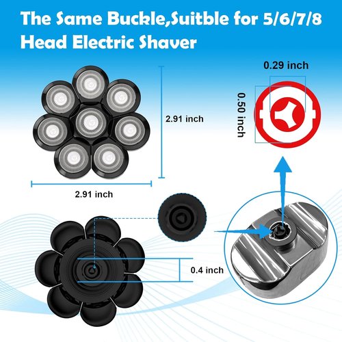 Skiennix Electric Shaver Replacement Heads - 8D Stainless Steel Rotary Blades for Bald Head Razor (8 Black Heads)