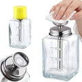Misforu 6 Oz/ 180ml Glass Push Down Pump Dispenser Bottle With Cap Push Down Glass Empty Pump Dispenser for Alcohol Makeup Clear Refillable Bottle Hand Pumping Press Container (1pcs - Square Shaped)