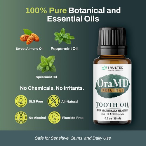 OraMD 4-in-1 Original Strength Tooth Oil- Clinically Tested Gum Disease Treatment, Gingivitis Treatment, Periodontal Disease Treatment, Sensitive Teeth and Gums - All-Natural Solution (1-Pack)