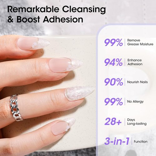 GELLEN Nail Primer & Dehydrator - 3-in-1 Acid-Free Formula with Squalane for Healthy Nails | 15ML
