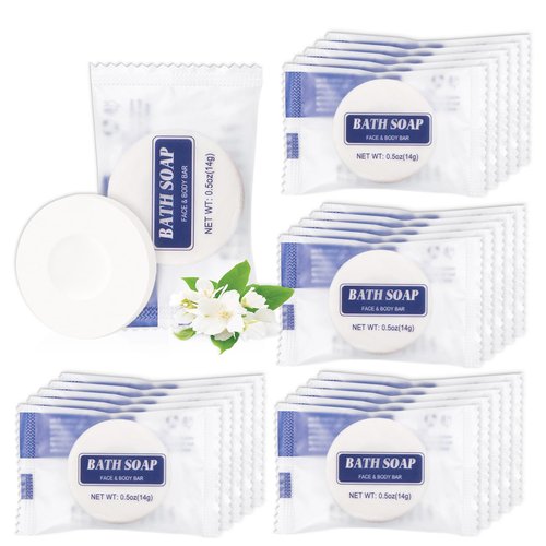 SLequipo Bulk Bar Soap Round, 200 pcs Mini Soap Bars Bulk Individually Wrapped, 0.5 oz Travel Soap Small Hotel Soaps Travel Size Toiletries for Hotel Bathroom(Round)