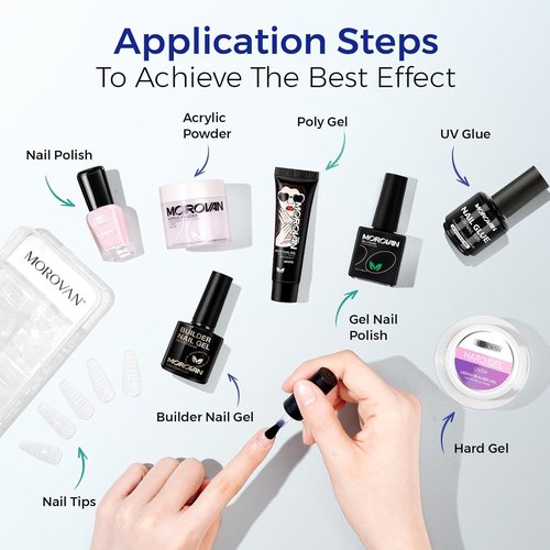 Morovan Nail Prep Dehydrate Primer - Acid-Free Non-Acid Primer for Acrylic & Gel Nails | Gift Box Set
