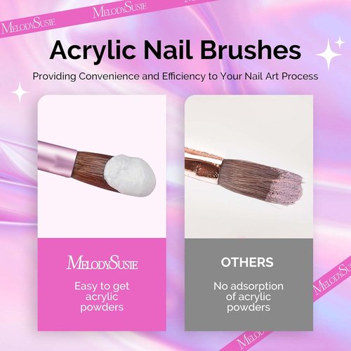 MelodySusie Acrylic Nail Brush Set - 4 Professional Brushes for Acrylic Powder & 3D Nail Art | Sizes 8-16