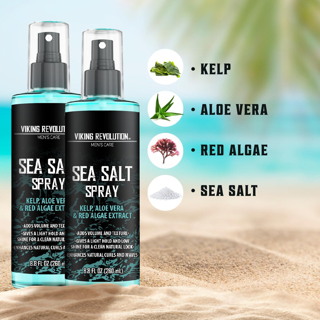 Viking Revolution Sea Salt Hair Spray - Texturizing Spray with Kelp & Aloe Vera | 2-Pack for Beachy Volume