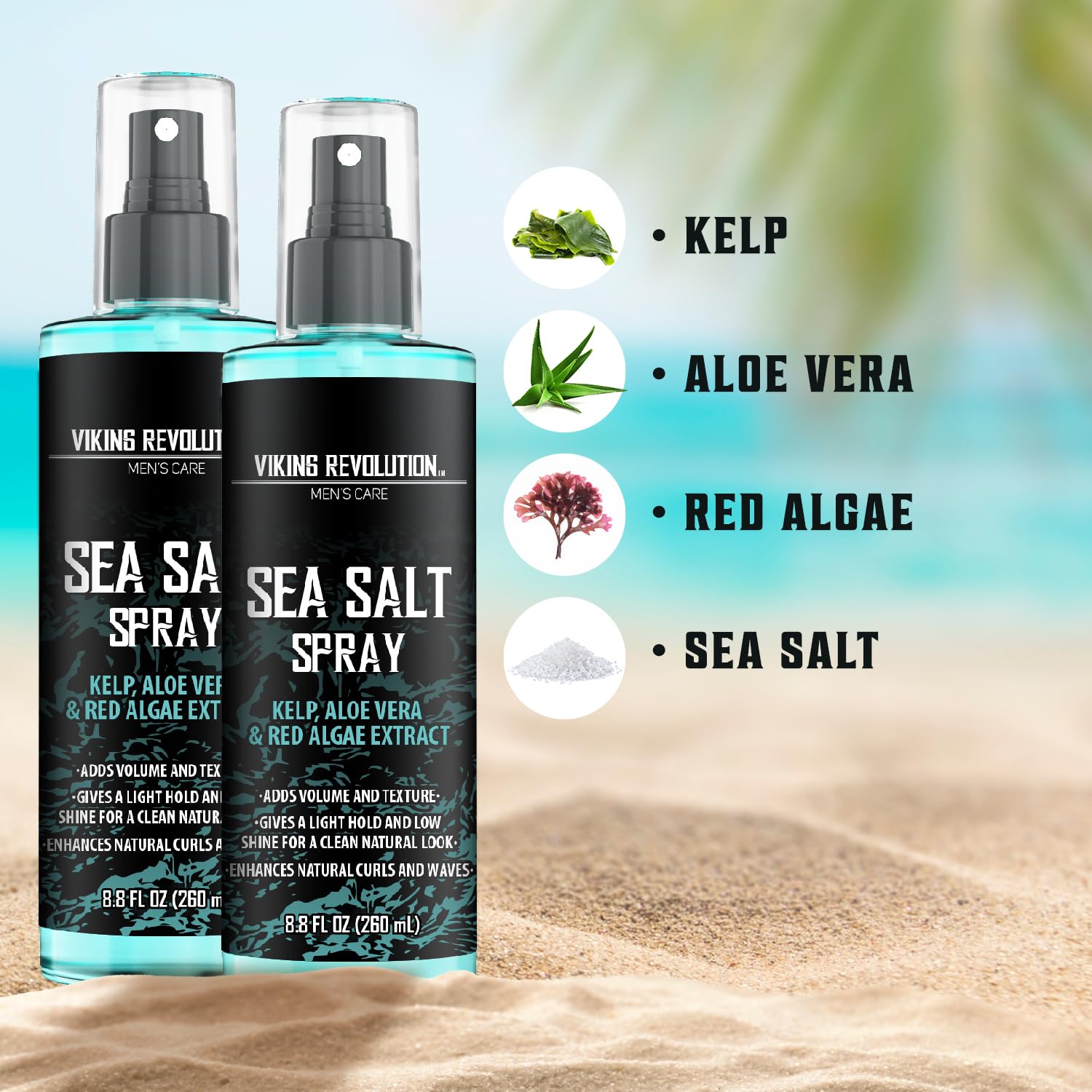 Viking Revolution Sea Salt Hair Spray - Texturizing Spray with Kelp & Aloe Vera | 2-Pack for Beachy Volume