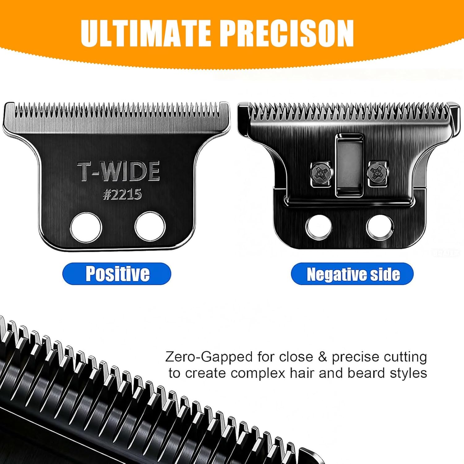 Wahl 5 Star Detailer Li Trimmer Blades - Adjustable Stainless Steel Zero-Gap Replacement (Black)