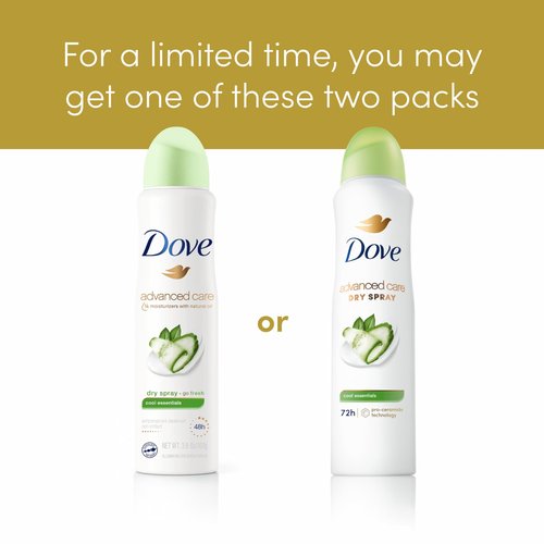 Dove Advanced Care Antiperspirant Deodorant Dry Spray Cool Essentials 4 Count Antiperspirant deodorant for helping your skin barrier repair after shaving With Pro Ceramide Technology 3.8 oz