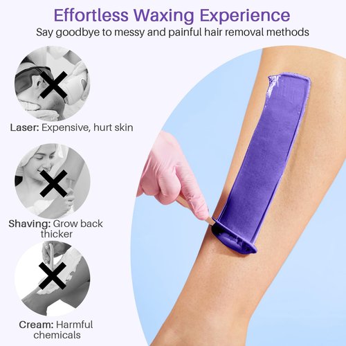 BLITZWAX 2.6lbs Hard Wax Beads for Hair Removal, Lavender and Cream Hot Waxing Beans for Sensitive Skin, Face, Brazilian and Bikini, with 30 Waxing Sticks and 2 Wax Oils for Women and Men, 2 Packs