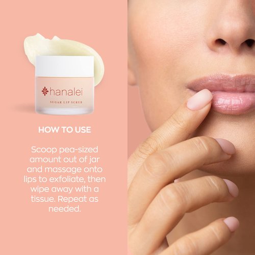 Hanalei Sugar Lip Scrub and Lip Treatment (Rose) Bundle, Made with Raw Cane Sugar and Real Hawaiian Kukui Nut Oil (Cruelty free, Paraben free)