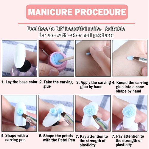 QIUFSSE 12 Colors Sculpture Painting Set, 3D Nail Art Set with Carved Painting Pen, Salon Creative DIY Gel Nails