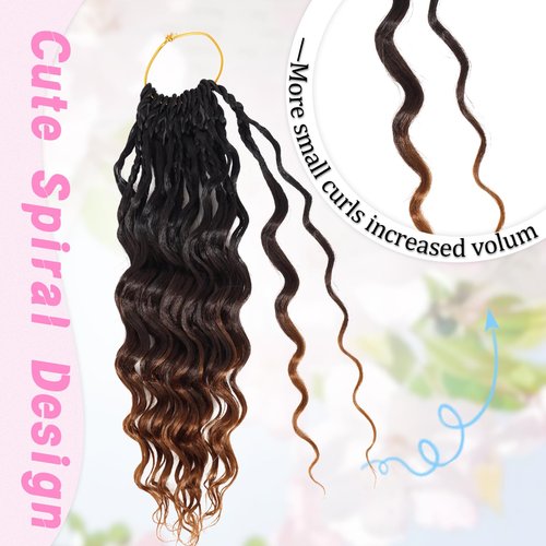 Gowit Pre Looped Deep Wave Crochet Hair 12 Inch 7 Packs Short Curly Black to Brown Pre Twisted Ocean Wave Deep Twist Crochet Braids Synthetic Braiding Hair for Black Women