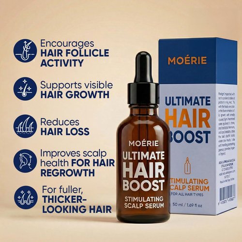 MOERIE Ultimate Hair Growth Serum - Natural Regrowth & Thickening Treatment for Women | 1.69 fl oz / 50 ml