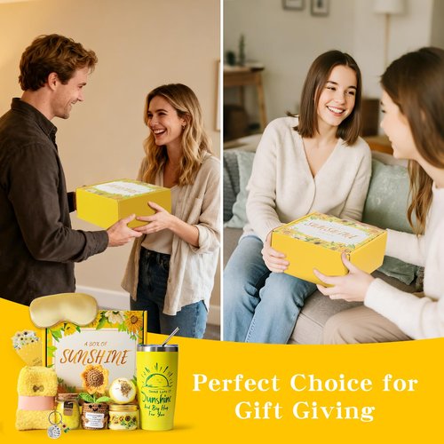 Valentine Day Gift for Her Basket,10pcs Self-Care Spa Get Well Soon Gift Box, Relaxation Gift Basket for Mom Wife Friends, Birthday Sunshine Gifts for Women Who Have Everything