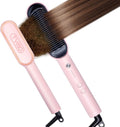 TYMO Ring Hair Straightener Brush - Fast Heating Hair Straightening Iron with Comb, 5 Temp Settings | Sakura Pink