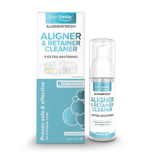 EverSmile AlignerFresh Extra Whitening Foam – Cleaner Compatible with All Clear Aligners and Retainers – Eliminates Bacteria, Whitens Teeth, Fights Bad Breath – 50ml (1 Pack)