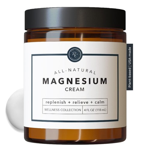 Rowe Casa Organics Natural Magnesium Cream with Raw Shea Butter and Pure Essential Oils – Topical Magnesium Lotion for Sleep, Muscles, and Relaxation – 4 Fl Oz