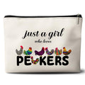 Rone168 Chicken Gifts Makeup Bag for Women, Funny Organizer Bag for Chicken Lovers, 10x7 Inches