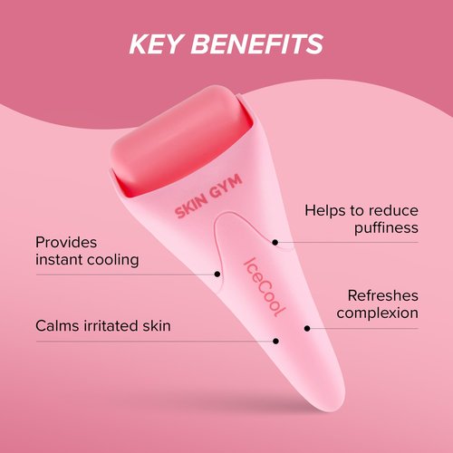 SKIN GYM CryoGel Pink Roller, Cooling Facial Tool for Puffiness and Skin Firming