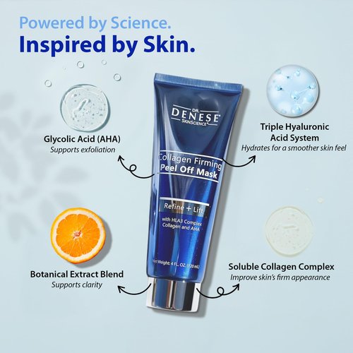 Dr. Denese Collagen Firming Peel Off Mask 4 oz – Hydrating Treatment for Smoother Skin – Exfoliating Formula for Clearer Pores, Glass Skin Glow, Luxe Skin Care for Radiant, Refined Texture