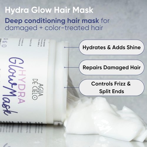 Agua de Cielo Hydra Glow Mask - Deep Conditioning Hair Treatment for Dry, Damaged Hair | 16 Oz