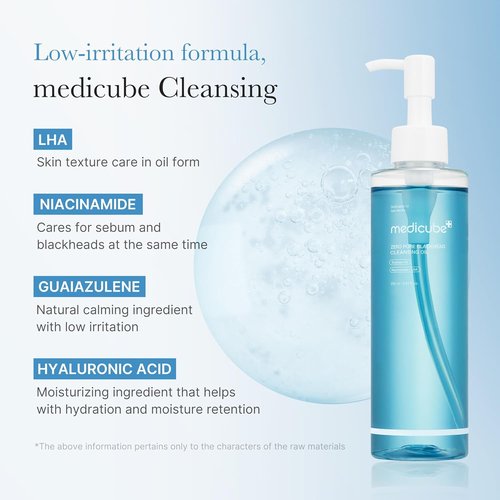 Medicube Zero Pore Blackhead Cleansing Oil - Gentle Makeup Remover & Daily Moisturizer | Korean Skin Care (205ml / 6.93 fl. oz)