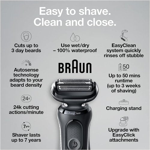 Braun Electric Razor - Waterproof Foil Shaver Series 5 5050cs | Wet & Dry Shave with Beard Trimmer & Groomer