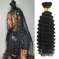 100 Percent Human Braiding Hair for Boho Braids Curly Deep Wave Bulk Human Hair for Micro Braiding Hair Bohemian Boho Knotless Braids 2 Bundles 100g Wet and Wavy 100% Human Hair Extensions No Weft