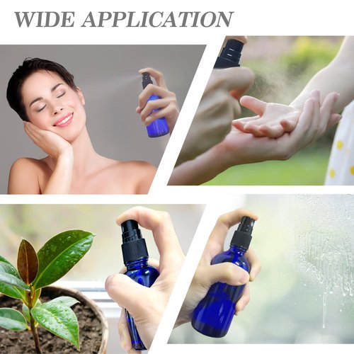 ALIFEIA 1 oz Glass Blue Spray Bottles,Small Empty Fine Mist Refillable Travel Spray Bottle for Cleaning,Perfume,Aromatherapy,Cosmetic Sprays,Hair,Essential Oils with Fine Mist Dispenser（6 Pack）