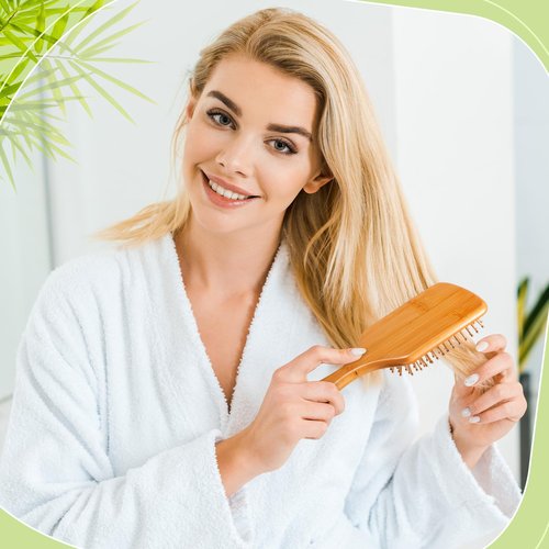 Tessco for you 12 Pcs Bamboo Hair Brushes Bulk Blank Wooden Paddle Brush Natural Scalp Massage Anti Static Hairbrush Engraving DIY Gifts for Women, Party, Wedding(9.65'' X 3.35'',Black)