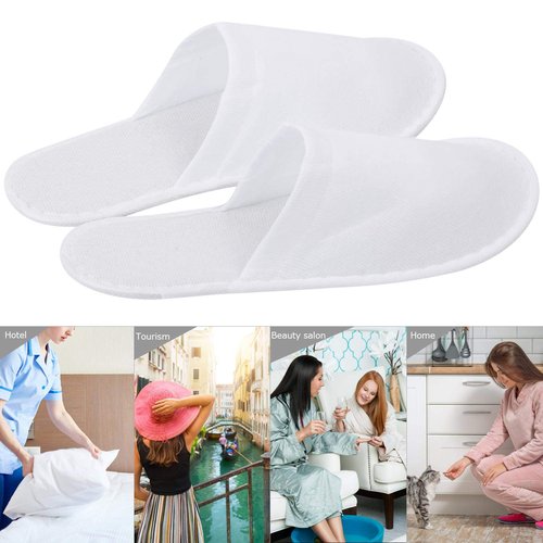 Tbestmax 24 Pair Spa Flip Flops Disposable Slippers for Hotel Guests Women, Men Closed Toe Super Comfort White