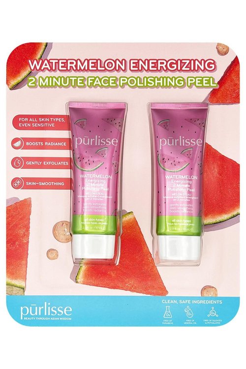 Purlisse Watermelon Energizing 2 Minute Polishing Peel, Cruelty-free, Paraben & Sulfate-free, Brightening & Smoothing, 2 Pack
