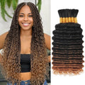 Ombre Human Braiding Hair for Boho Braids Virgin 12A Boho Hair for Braiding Deep Wave 14 Inch 150g Human Hair Braiding Hair Extensions