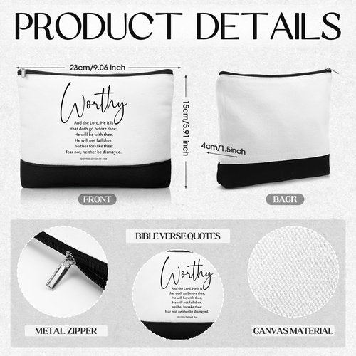 Kacctyen 20 Pcs Christian Gift Bulk 10 Inspirational Canvas Bible Verse Makeup Bag 10 Religious Compact Mirrors for Women Mother Pastor Easter Church Gifts Employee Appreciation Gift(Bible Verse)