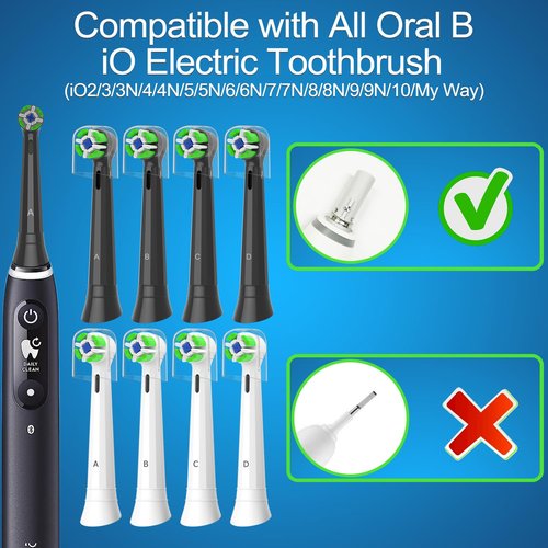 8 Pack iO Replacement Heads Compatible with Oral B iO Electric Toothbrush, Toothbrush Head for Oral b iO 2 3 4 5 6 7 8 9 10, (4 Black 4 White)