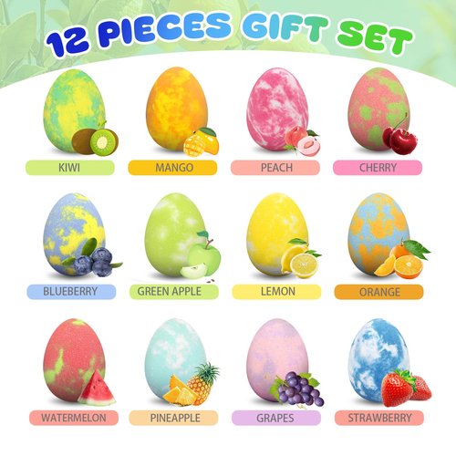 Bath Bombs for Kids with Surprise Toys Inside, 12 Pack Dino Egg Bath Bombs with Dinosaur Suction Cup Toys, Easter Gifts for Boys Girls, Bubble Bath Fizzy Ball for Kids Easter Basket Stuffers, Birthday