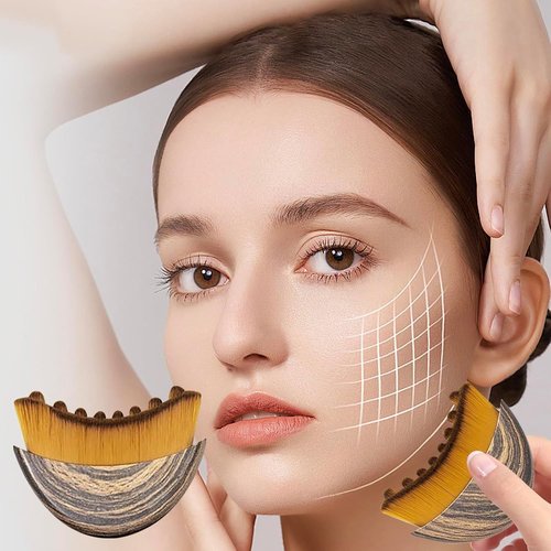 Lymph Contour Facial Brush, Lymphatic Drainage Facial Brush, Ergonomic Design Dry Lymphatic Drainage Massager, Closely Fits The Skin. (2 PCS)