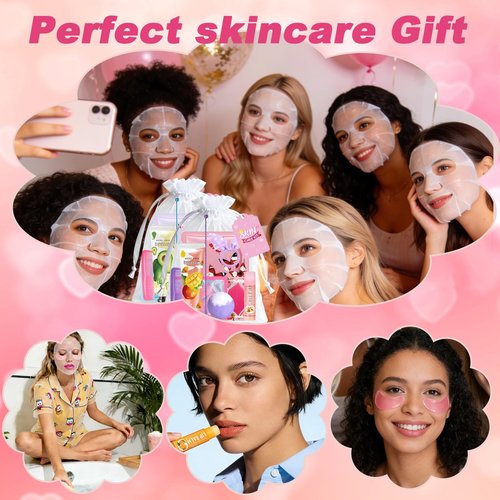 UUNZ 144 PCS Spa Party Supplies for Women, Spa Party Favors Include Face Masks Skincare, Hand Cream, Lip Balm, Eye Mask, Lip Mask,Foot Bath Bomb, Hair Brush, Spa Birthday Sleepover Party Supplies