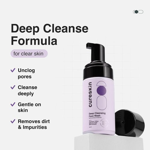 Cureskin Deep Cleanse Salicylic Acid Face Wash - Foaming Formula for Oily Skin | 3.38 fl oz
