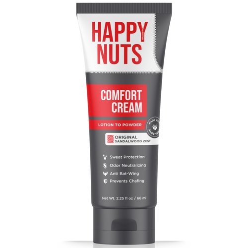 HAPPY NUTS Comfort Cream Deodorant For Men: Anti-Chafing Sweat Defense, Odor Control, Aluminum-Free Mens Deodorant & Hygiene Products for Men's Private Parts 2.25 oz. (Original)