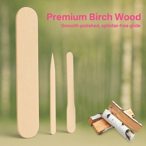 500 Pcs Waxing Sticks Assorted Wax Applicator Set For Body Legs Face, Wax Stick for Hair Removal 3 Style Wood Popsicle Sticks For Waxing, Mud Mask or Wood Crafts (Beige)