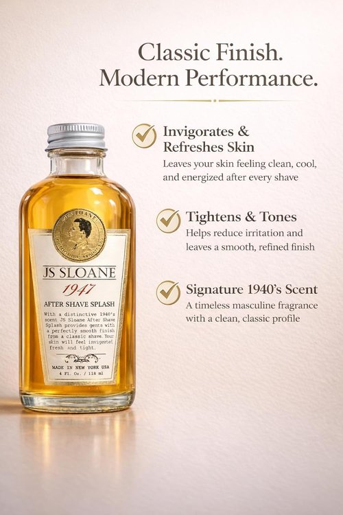 JS Sloane 1947 After Shave Splash for Men - Refreshing Barbershop Aftershave, 4 oz Signature Scent