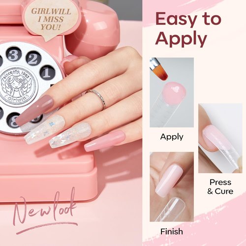 modelones Poly Gel Nail Kit 6 Colors with 8 W Nail Lamp Poly Extension Gel Clear Nude Pink Black Glitter Complete Starter Kit for Beginner DIY Salon Quality Manicures