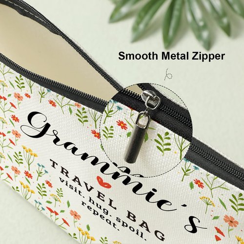 Grammie's Travel Bag Mothers Day Makeup Bag Grandma Gifts Grandma Birthday Gifts Funny Coloful Floral Cosmetic Bags for Women Nana Gigi Mimi Nanny Granny Mom Chirstmas Appreciation Retirement Gift